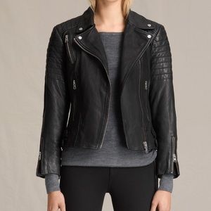 NWT All Saints Papin Leather Jacket Size 2 Black